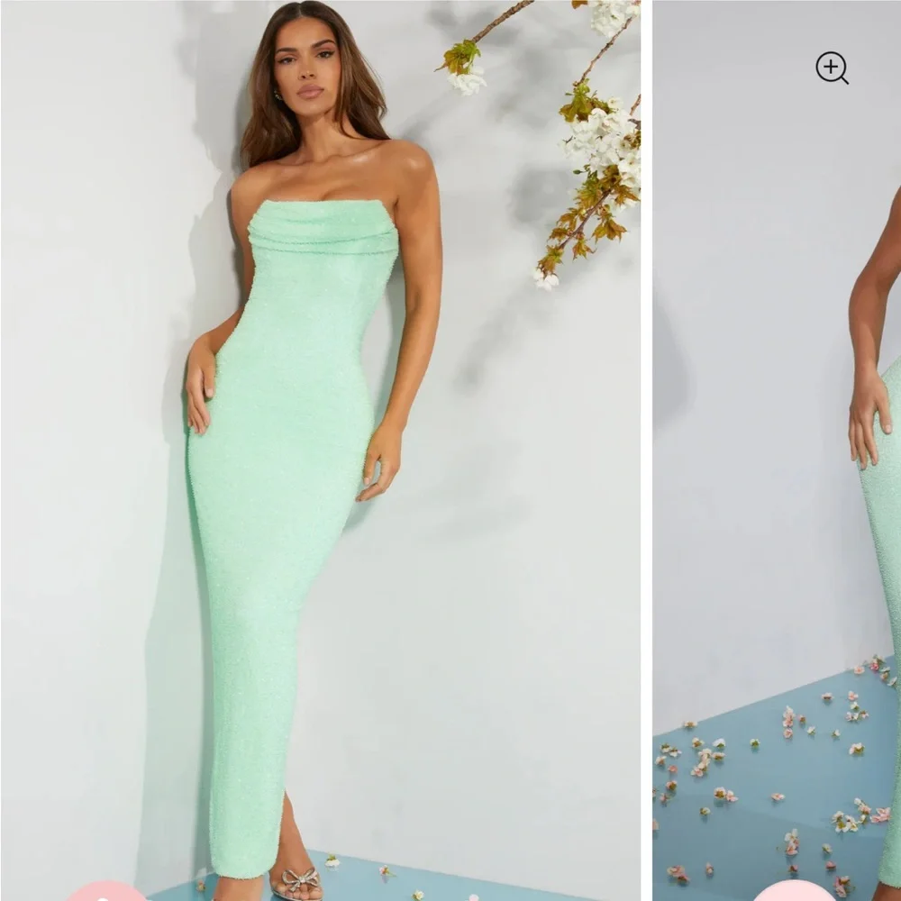 embellished strapless cowl-neck mini dress in emerald green reviews Basel Embellished Strapless Cowl-Neck Mini Dress in Emerald Green